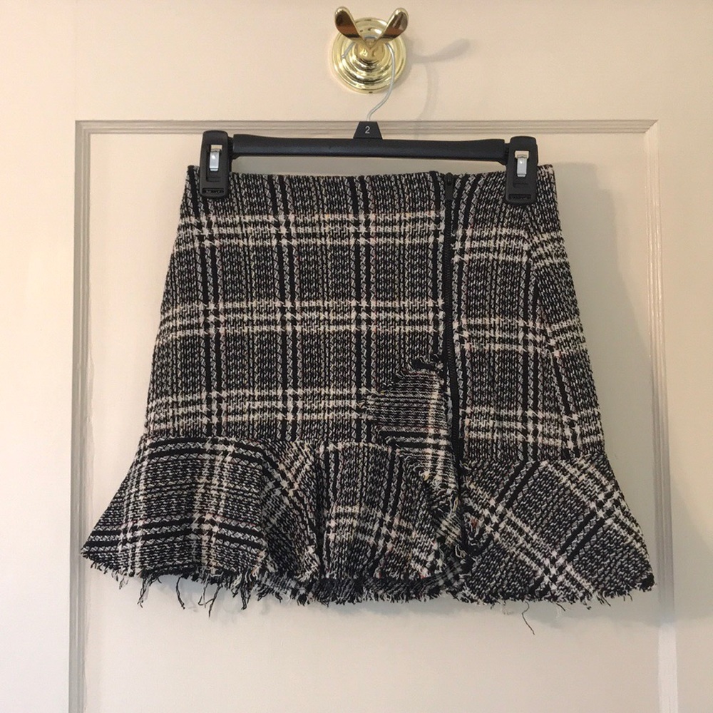 Zara tweed asymmetrical zip miniskirt